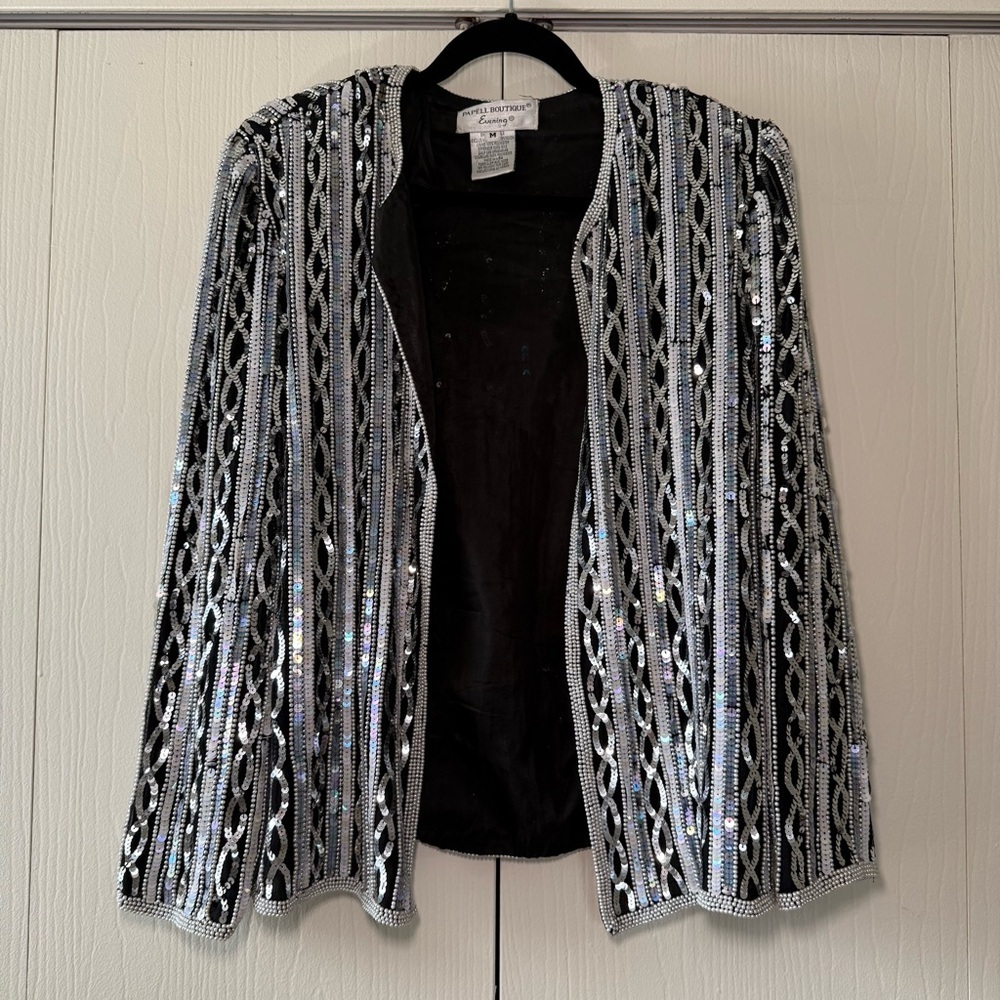 Papell Boutique Evening Black & Silver Blazer